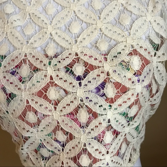 Free People Lace Halter Crop Top with Tie in Back - Picture 3 of 8